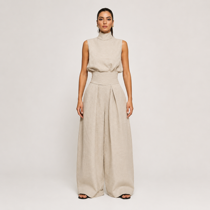 Pleated Wide-Leg Set