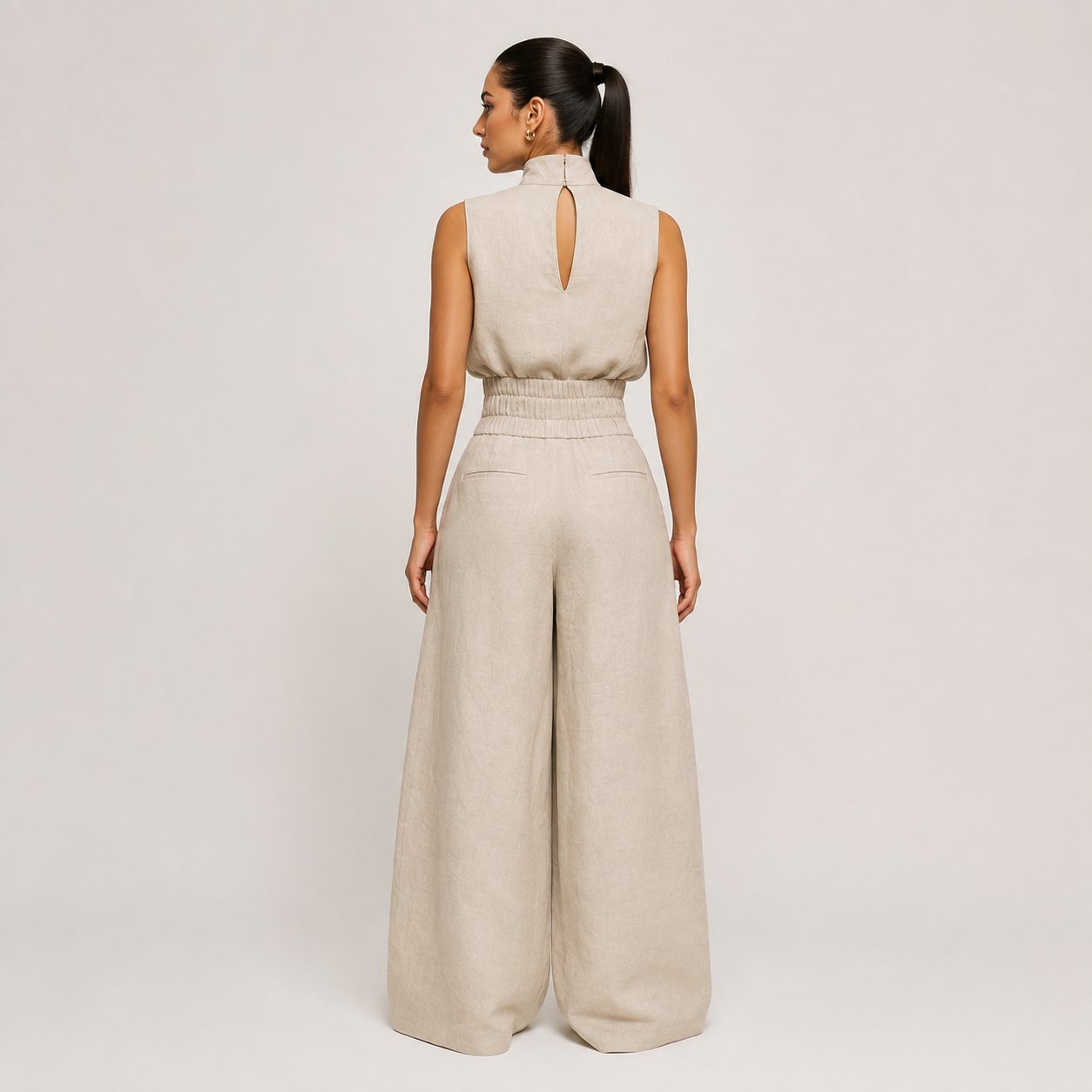 Pleated Wide-Leg Set