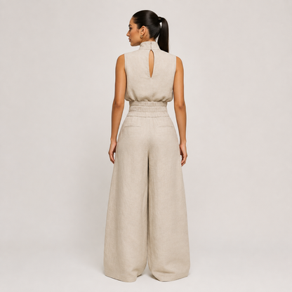 Pleated Wide-Leg Set