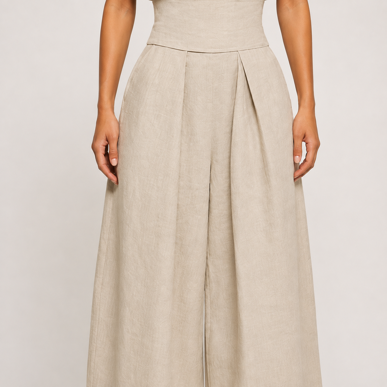 Pleated Wide-Leg Set