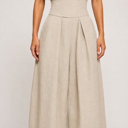 Pleated Wide-Leg Set
