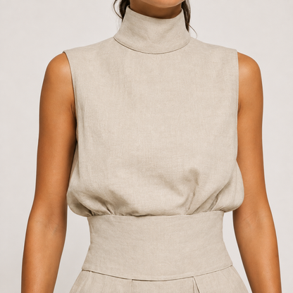 Pleated Wide-Leg Set