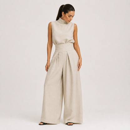 Pleated Wide-Leg Set