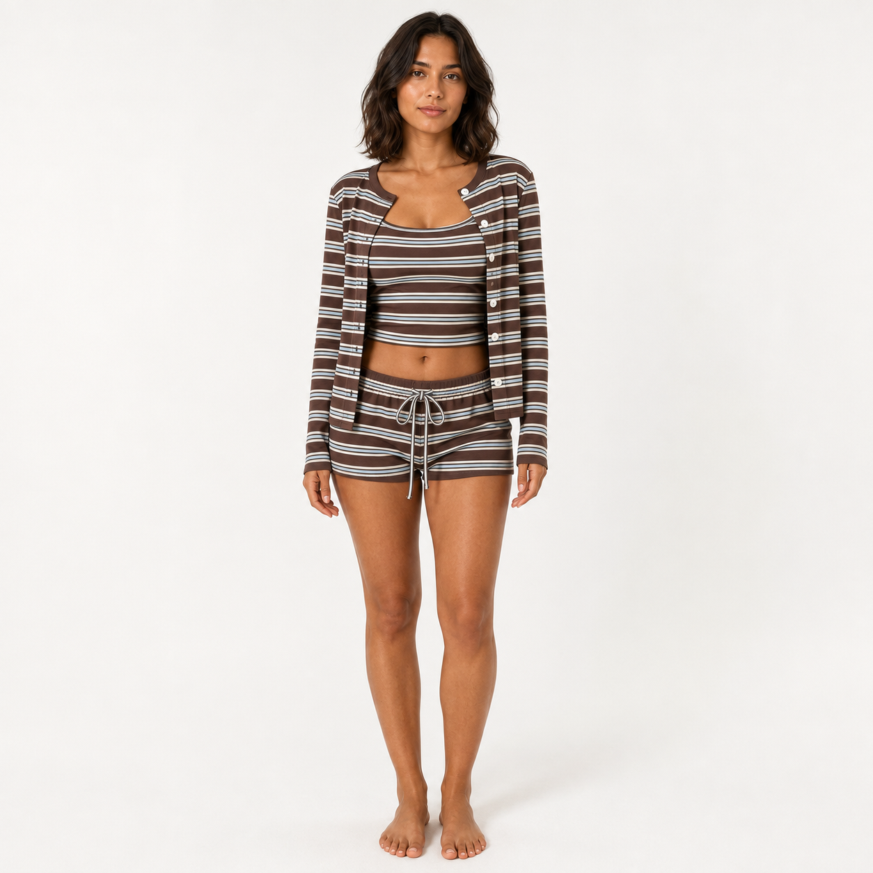 Striped Cardigan Set