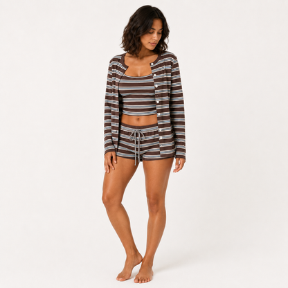 Striped Cardigan Set