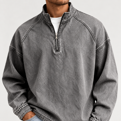 Acantive Vintage Half-Zip Denim Pullover