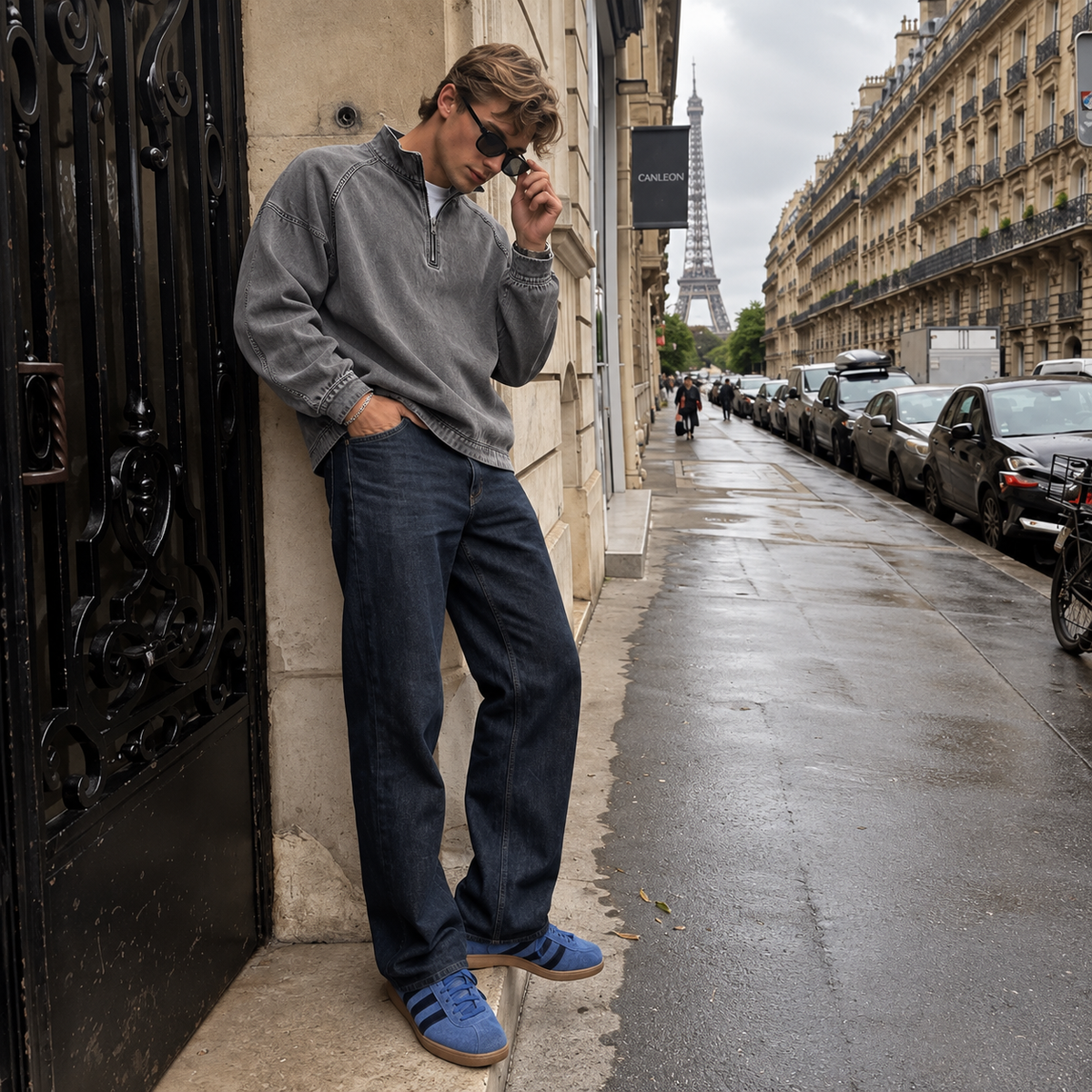 Acantive Vintage Half-Zip Denim Pullover
