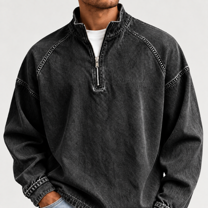 Acantive Vintage Half-Zip Denim Pullover