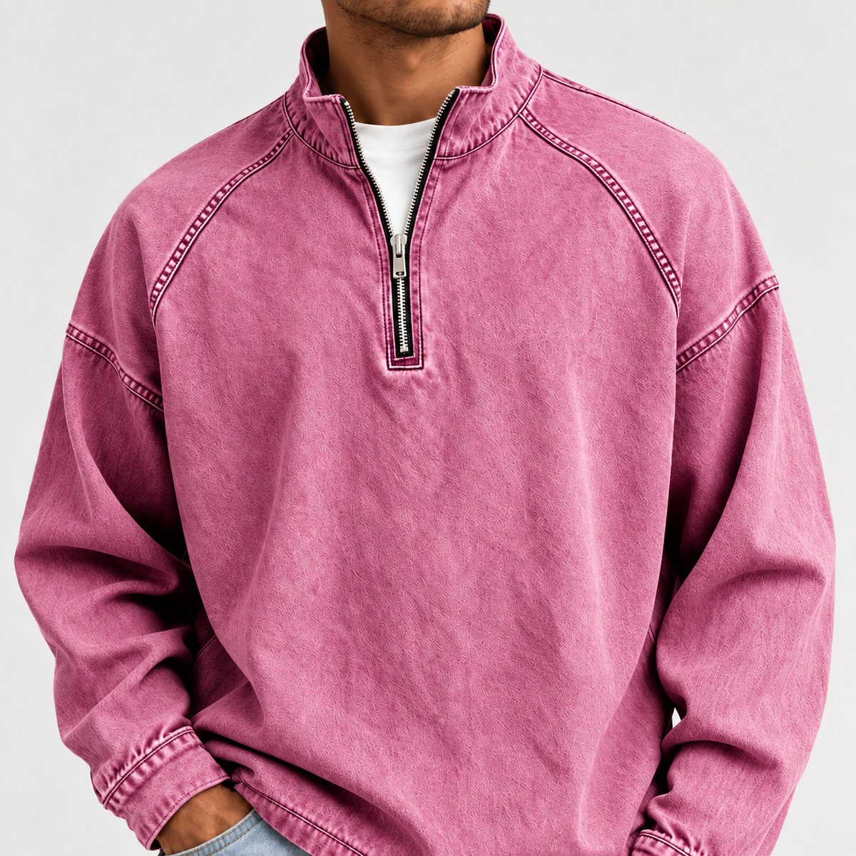 Acantive Vintage Half-Zip Denim Pullover