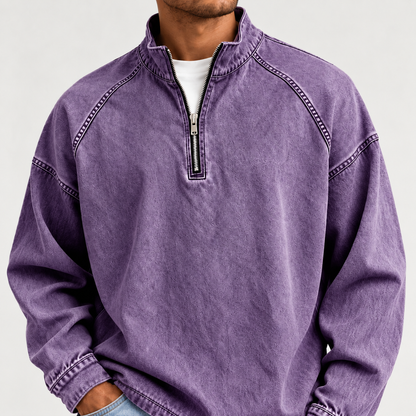 Acantive Vintage Half-Zip Denim Pullover