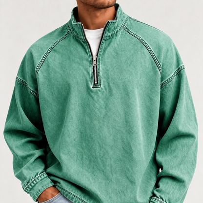 Acantive Vintage Half-Zip Denim Pullover