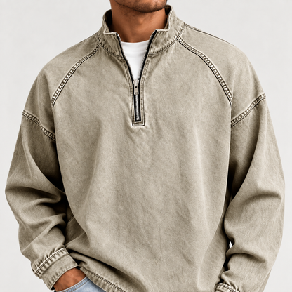Acantive Vintage Half-Zip Denim Pullover