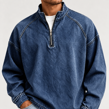 Acantive Vintage Half-Zip Denim Pullover