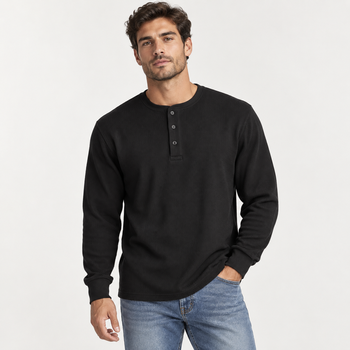Acantive Waffle-Knit Henley