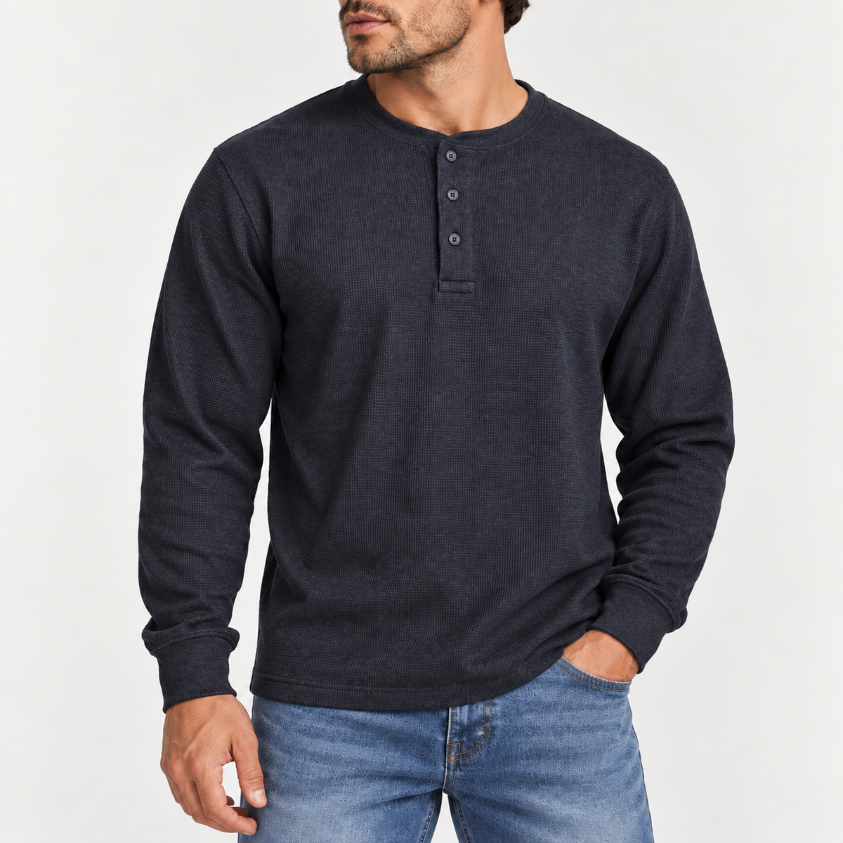 Acantive Waffle-Knit Henley