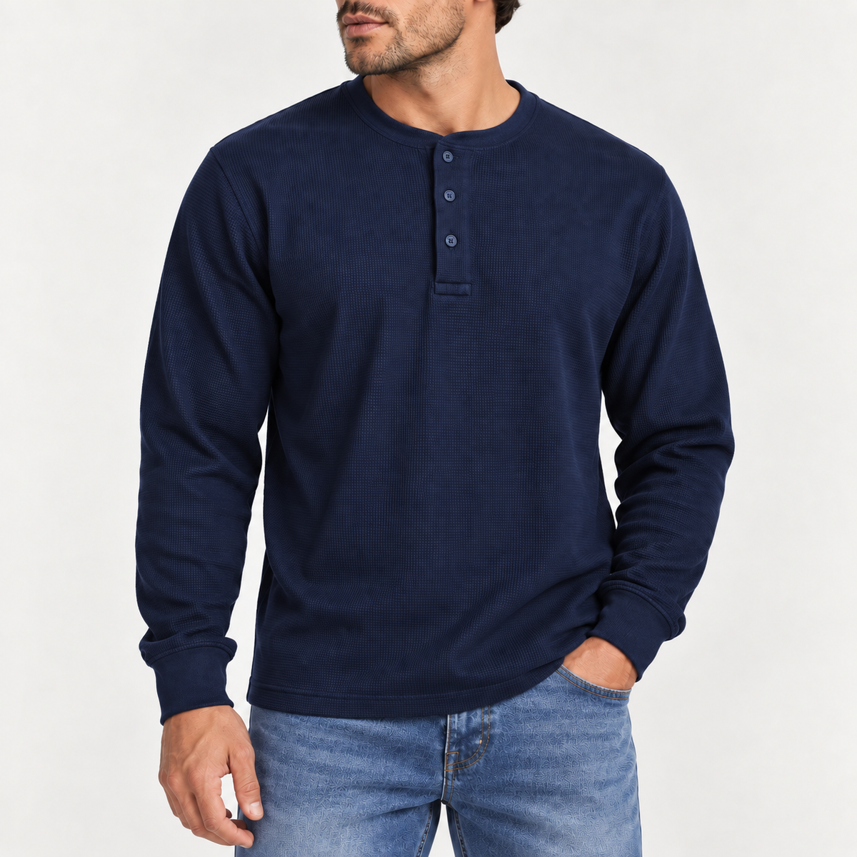 Acantive Waffle-Knit Henley