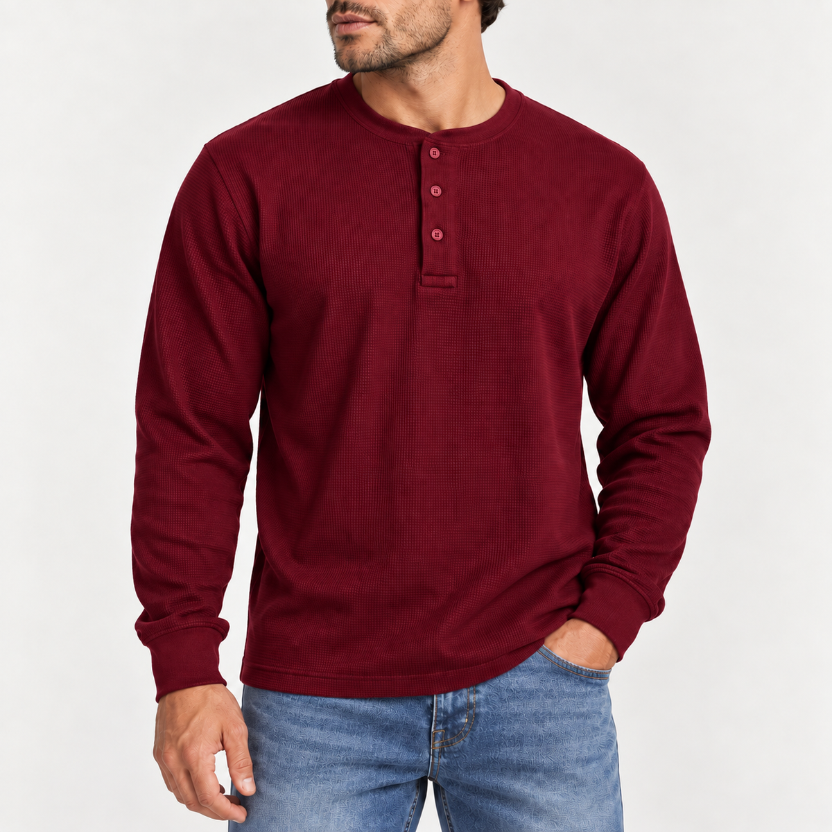 Acantive Waffle-Knit Henley