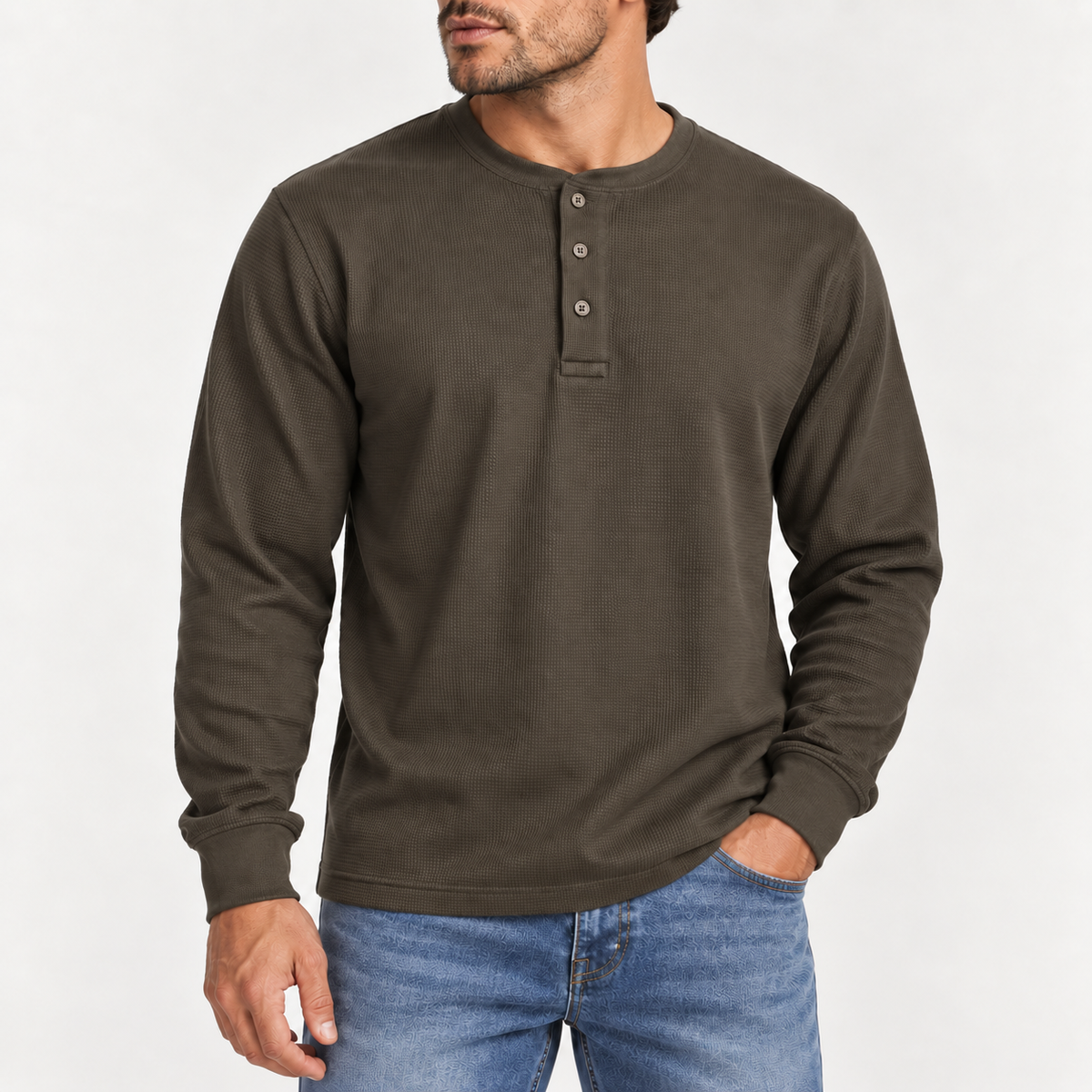 Acantive Waffle-Knit Henley