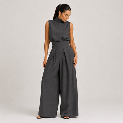 Pleated Wide-Leg Set