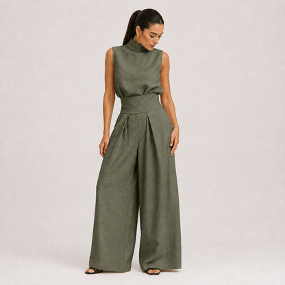 Pleated Wide-Leg Set