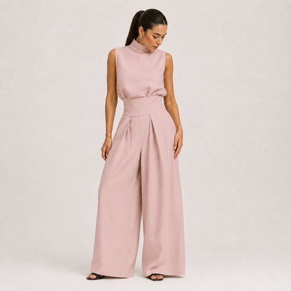 Pleated Wide-Leg Set