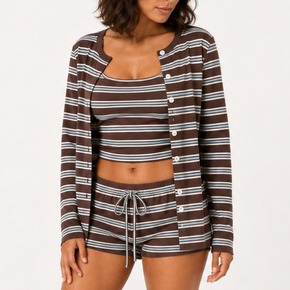 Striped Cardigan Set